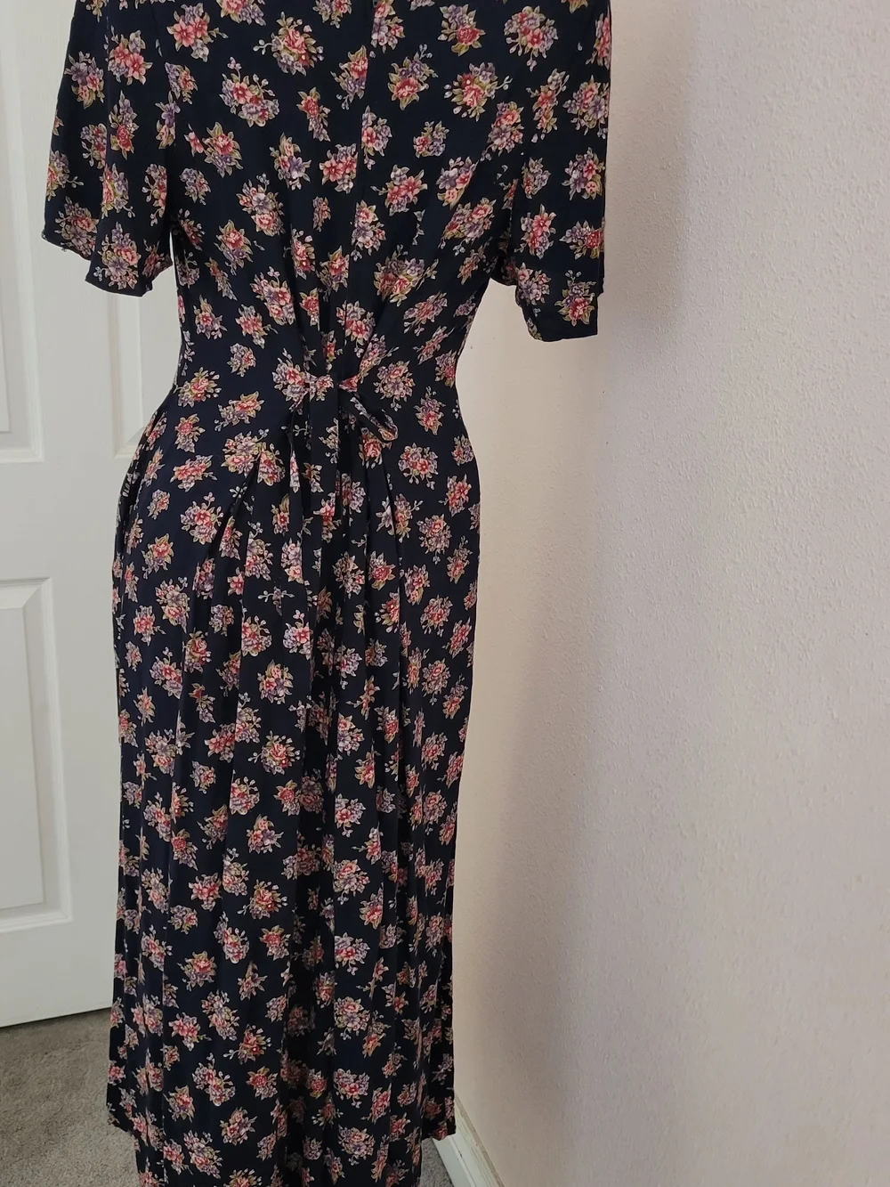 Vintage Infatuation Floral Cottagecore Maxi Dress Navy Blue - Picture 2 of 9